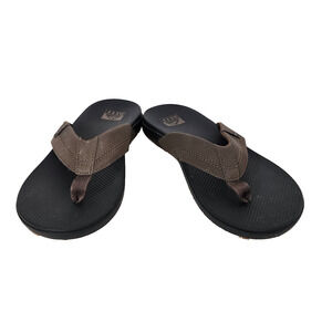REEF Mens Cushion Spring 2.0 Flip Flop Sandals Thong Size 10 Brown Faux Leather